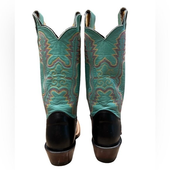 Justin Millisa Teal Green Leather Cowboy Boots NEW - Picture 6 of 11